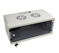 kenable FLAT PACK Wall Mounted Data Cabinet Glass Door for 19 inch Rack 4U 300mm Grey