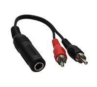 kenable 6.35mm Jack Socket to Twin RCA Phono Plugs Adapter Cable 10cm