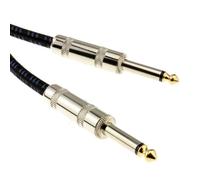Kenable 6.35mm Mono Braided Instrument Cable Blue & Black Guitar Audio Lead 3M