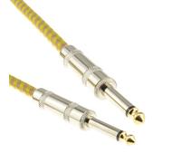 Kenable 6.35mm Mono Braided Instrument Cable Gold & Bronze Guitar Audio Lead 3M