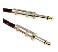 Kenable 6.35mm Mono Braided Instrument Cable Red & Black Guitar Audio Lead 3M