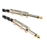 Kenable 6.35mm Mono Braided Instrument Cable White & Black Guitar Audio Lead 3M