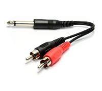 kenable 6.35mm Mono Jack Plug to Twin Stereo Phono Plugs Cable 20cm