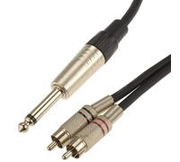 kenable 6.35mm Mono Jack to RCA Phono Cable Stereo Audio Lead Red White Plugs 3m Black