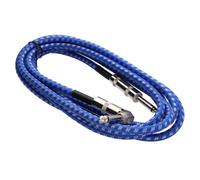 Kenable 6.35mm Right Angle Mono Braided Instrument Cable Blue & White Guitar Lead 3M