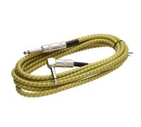 Kenable 6.35mm Right Angle Mono Braided Instrument Cable Gold & Bronze Guitar Lead 3M
