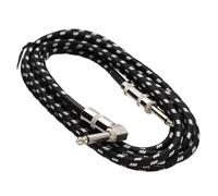 kenable 6.35mm Right Angle Mono Jack Guitar Cable Braided Instrument Lead Black & White 3m