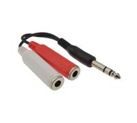 Kenable 6.35mm Stereo Jack Plug To Twin 6.35mm Stereo Jack Sockets Adapter
