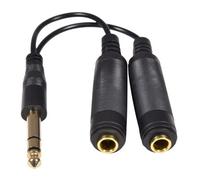 Kenable 6.35mm Stereo Jack Splitter Audio Cable 1 4Inch Plug To 2X Sockets Trs 0.2M 20Cm