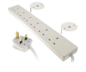 kenable 6 Gang Extension Lead UK Plug 13A Trailing Socket Power Strip BS1363/A Certified White 2m