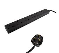 Kenable 6 Gang Way 13A Uk Trailing Socket Mains Power Extension Lead 7.5M Black