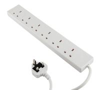 Kenable 6 Gang Way Uk 13A Trailing Socket Mains Power Extension Lead White 3M