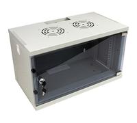 kenable FLAT PACK Wall Mounted Data Cabinet Glass Door for 19 inch Rack 6U 300mm Grey