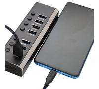 Kenable 7 Port Switched Usb 3.0 Charging Hub Dock With 12V Power Supply Aluminium Shel
