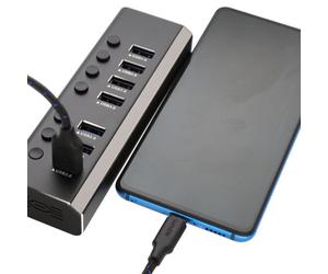 Kenable 7 Port Switched Usb 3.0 Charging Hub Dock With 12V Power Supply Aluminium Shel