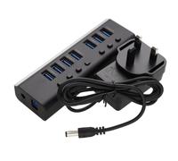 kenable 7-Port USB 3.0 Hub with Switches and 12V Power Supply - Charging Dock with LED Indicators ABS Housing