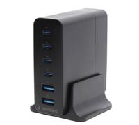 Kenable 75W Gan Usb Fast Charger 6 Port Black 4 X Usb-C And 2 X Usb-A Desktop Power Dock
