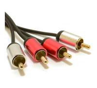 kenable Aluminium PRO 2 RCA Phono to 2 RCA Phono Stereo Audio Cable Gold Plated OFC Shielded Black 2m