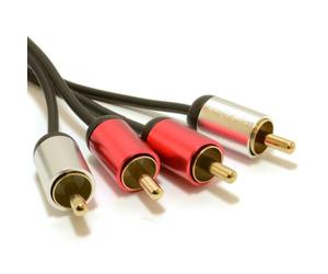 kenable Aluminium PRO 2 RCA Phono to 2 RCA Phono Stereo Audio Cable Gold Plated OFC Shielded Black 2m