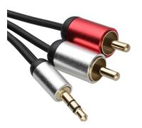Aluminium PRO 3.5mm Stereo Jack to 2 x RCA Twin Phono Plugs Cable Gold 1m