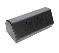 Kenable Assured Desktop Bench Table Mountable Pdu 2 Way Uk Sockets & 2 Usb-C Ports Power Pod Black