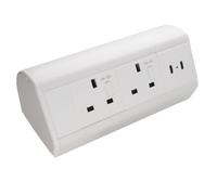 Kenable Assured Desktop Bench Table Mountable Pdu 2 Way Uk Sockets With 2 30W Usb-C Ports Power Pod White