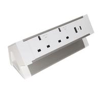 Kenable Assured Office Desk Table Mountable Pdu 2 Way Uk Mains Sockets & Usb A + C Charging White