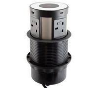 Kenable Assured Pop-Up Desk Power Grommet 4X 5A Fused Sockets 4X Usb Qi Wireless Black 2.5M