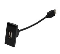 Aura Euro Module USB 2.0 Panel Mount Type A Fly Lead Nickel Plated Black
