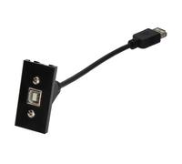 Aura Euro Module USB 2.0 Printer B Type Female Panel Mount Fly Lead Nickel Black