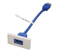 Kenable Aura Euro Module Usb3.0 5Gbps Panel Mount Type A Fly Lead Nickel Plated White