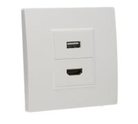 Kenable Av 4K Hdmi & Usb 2.0 Wall Faceplate Pass Through Coupler No Soldering White
