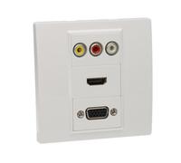 Kenable Av 4K Hdmi Vga & 3 X Rca Wall Face Plate Pass Through Coupler No Soldering White