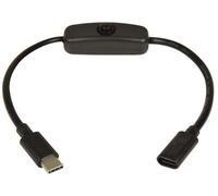 Kenable Av Link - Usb-C Male To Female Extension Lead With Power Switch, 0.25M Black