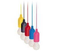 kenable Battery Powered LED Light Bulb 50 Lumens for Sheds Tents Cupboards Garages - Pull Cord On/Off - 5 Pack Mixed Colours