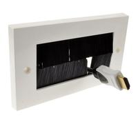 Kenable Black Brush Faceplate For Cable Exit Wall Outlet Uk Double Gang White