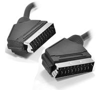Black Round Scart Cable 21 Pins With Nickel Plated Ends 1.5m