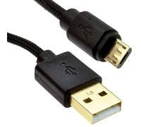 kenable BRAIDED Gold USB 2.0 A to MICRO B FAST CHARGE Cable 24AWG 0.5m Black