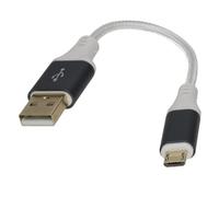 Kenable Braided Metal Ended Gold Usb 2.0 A To Micro B 24Awg Cable 0.15M Silver