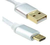kenable BRAIDED Metal Ended GOLD USB 2.0 A To MICRO B 24AWG Cable 0.3m SILVER [0.3 metres]