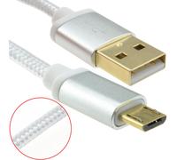 kenable BRAIDED Metal Ended GOLD USB 2.0 A To MICRO B 24AWG Cable 2m SILVER