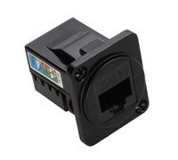 Kenable Brushed Aluminium Black Cat6 Idc Rj45 Faceplate D-Series Chassis Mount Insert