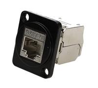 Kenable Brushed Aluminium Black Cat6A Idc Wall Faceplate D-Series Chassis Mount Insert