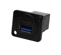Kenable Brushed Aluminium Black Usb 3.0 Wall Faceplate D-Series Chassis Mount Insert