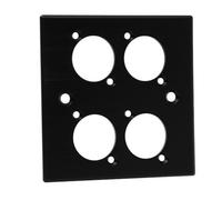 Kenable Brushed Aluminium Black Wall Faceplate D-Series Compatible Quad 4 Gang Hole