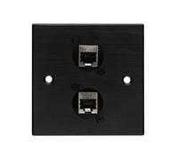 Kenable Brushed Dark Aluminium D-Series 2 X Cat 6 Socket Wall Metal Plate