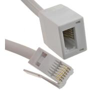 kenable BT Telephone Extension Lead Cable 6 Wire 6P6C Male to Female Plug White 20m