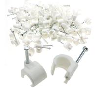Kenable Cable Clip Hook Style 10mm To 14mm Round For Fastenings Cables White (100 Pack)