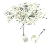 Kenable Cable Clip Hook Style 5mm To 7mm Round For Fastenings Cables White (100 Pack)