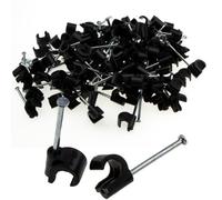 Kenable Cable Clip Hook Style 7mm To 10mm Round For Fastenings Cables Black (100 Pack)
